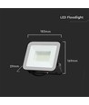 50W LED lyskaster med Samsung Chip - 100lm/W, IP65, grå kropp, 6500K, utendørs
