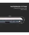 120cm 36W vanntett komplett LED armatur med sensor - 120lm/W, IP65, 6500K, kald hvit