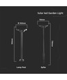 2W LED solcelle hagespot med spyd - IP65, 3-i-1 CCT, sort, bevegelsessensor, aluminiumsfot