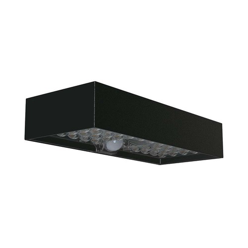 6W LED solcelle vegglampe med sensor - 900lm, IP65, sort, 4000K, inkl. batteri