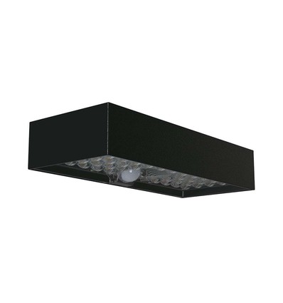 6W LED solcelle vegglampe med sensor - 900lm, IP65, sort, 4000K, inkl. batteri