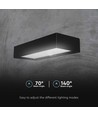 6W LED solcelle vegglampe med sensor - 900lm, IP65, sort, 4000K, inkl. batteri