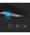 6W LED solcelle vegglampe med sensor - 900lm, IP65, sort, 4000K, inkl. batteri