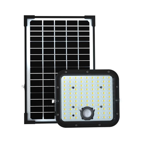 30W Solara LED lyskaster med solcelle - IP65, PIR sensor, 6400K, sort, LiFePO4 batteri