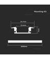 Monteringssett med diffuser - LED-stripe, 2000x24,7x7mm