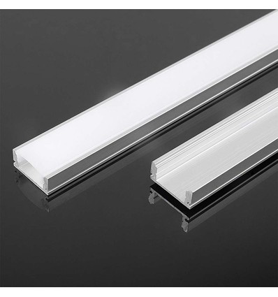 2m aluprofil sett for LED-stripe - Påbygging, inkl. deksel, endestykker og monteringsklips