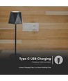 1,5W oppladbar LED bordlampe, sort - 150lm, 3-i-1 CCT, touch dimbar, 5V, inkl. batteri