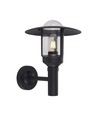 E27 vegglampe med klart glass - Matt sort, IP44, aluminium, uten lyskilde
