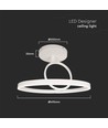 37W LED metall taklampe, hvit - Ø50cm, 4000lm, 4000K, dobbelt rund design