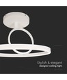 37W LED metall taklampe, hvit - Ø50cm, 4000lm, 4000K, dobbelt rund design