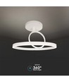 37W LED metall taklampe, hvit - Ø50cm, 4000lm, 4000K, dobbelt rund design