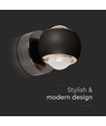 10W LED vegglampe - Sort, 3000K, 13,5x10 cm, innendørs, inkl. lyskilde