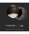10W LED vegglampe - Sort, 3000K, 13,5x10 cm, innendørs, inkl. lyskilde