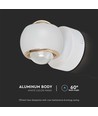 10W LED vegglampe med opp/ned lys - Hvit, 3000K, 13,5x10 cm, IP44, inkl. lyskilde