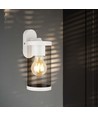 E27 vegglampe - Matt hvit, klart glass, 93x116x234 mm, uten lyskilde