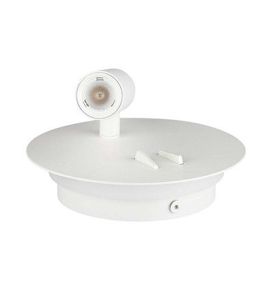 3W + 6W LED hotell vegglampe med lesearm - Hvit, 3000K, on/off knapper, CREE LED