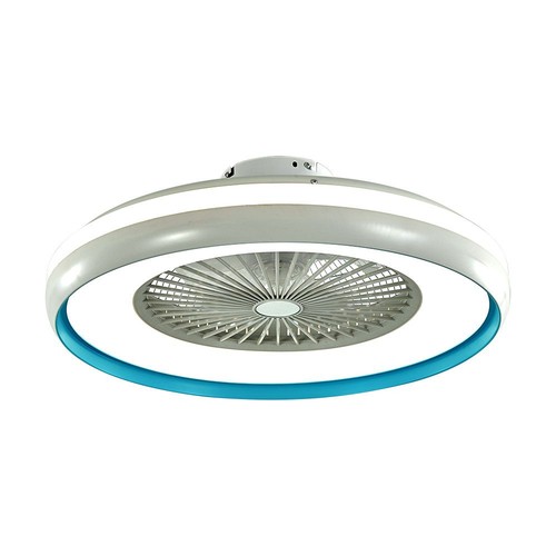 Vifte med taklys 45W - RF kontroll, CCT:3 i 1, AC motor, blå ring