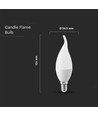E14 3,7W LED kertepære - Flammeform, varm hvit, erstatter 30W