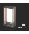 1W Solara vegglampe med sensor - IP65, 3000K, mørkegrå, solcelle, bevegelsessensor, utendørs
