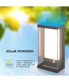 1W Solara vegglampe med sensor - IP65, 3000K, mørkegrå, solcelle, bevegelsessensor, utendørs