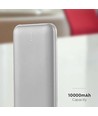 10000mAh powerbank, 10W - Sølv, LED display, inkl. 30cm Type-C kabel