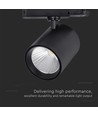 35W LED COB skinnespot - 3000lm, 4000K, 30 grader, sort aluminium, IP20