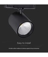 35W LED COB skinnespot - 3000lm, 4000K, 30 grader, sort aluminium, IP20