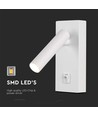 2W LED veggspot med bryter, firkantet - 150lm, 4000K, hvit, 14,5 x 15 cm