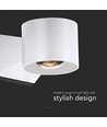 5W hvit vegglampe, rund - IP65, 3000K, 93lm/W, opp/ned lys, inkl. lyskilde