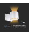 5W hvit vegglampe, rund - IP65, 3000K, 93lm/W, opp/ned lys, inkl. lyskilde
