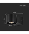 5W LED vegglampe, rund - IP65, sort, 3000K, opp/ned lys, inkl. lyskilde