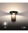 5W roterbar LED vegglampe - IP65, 600lm, 120 grader, sort kropp