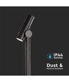 4W hagelampe bedlampe - 100cm, IP44, sort, aluminium, 12,9x15,9x100 cm