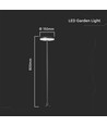 12W LED hagelampe med spyd, 80cm - IP65, RA90, antrasitt, 2-i-1 funksjon, 3000K