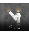 6W vegglampe med 2-veis spot - IP44, hvit, 4000K, 300° justerbar, inkl. lyskilde