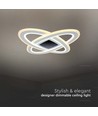 130W LED designer lysekrone, dimbar - 13600lm, 3-i-1 CCT, inkl. fjernkontroll, sort/hvit design