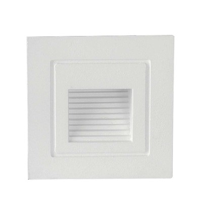 3W LED vegglampe for innbygging - IP65, varm hvit, hvit kant, firkantet, 5,8x5,8 cm
