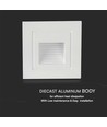 3W LED vegglampe for innbygging - IP65, varm hvit, hvit kant, firkantet, 5,8x5,8 cm
