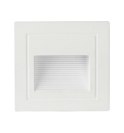 5W hvit LED innbyggingsspot til trapper - IP65, 3000K, kvadratisk, aluminium