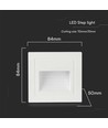5W hvit LED innbyggingsspot til trapper - IP65, 3000K, kvadratisk, aluminium