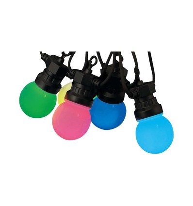 7m LED lyskjede med 15 RGB pærer - 0.5W/pære, styres via medfølgende fjernkontroll