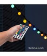 7m LED lyskjede med 15 RGB pærer - 0.5W/pære, styres via medfølgende fjernkontroll