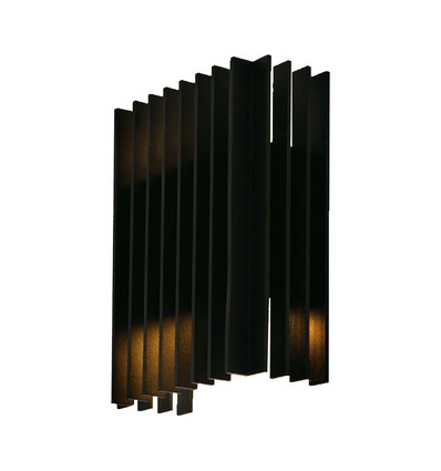 12W LED vegglampe med opp/ned lys - IP65, sort, 4000K, 1250lm, 340° lysspredning