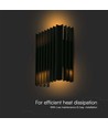 12W LED vegglampe med opp/ned lys - IP65, sort, 4000K, 1250lm, 340° lysspredning