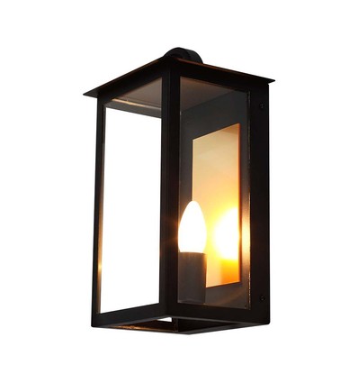 E14 utendørs vegglampe - Sort, IP65, jern, uten lyskilde