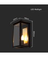 E14 utendørs vegglampe - Sort, IP65, jern, uten lyskilde