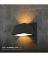 15W LED vegglampe med opp/ned lys - IP65 utendørs, 130lm/W, sort, 16x16,5cm, inkl. lyskilde
