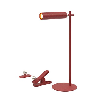 Oppladbar 3-i-1 LED-lampe - Magnetisk, rød, dimbar, inkl. fot og 2 stk. monteringsbraketter