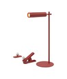 Oppladbar 3-i-1 LED-lampe - Magnetisk, rød, dimbar, inkl. fot og 2 stk. monteringsbraketter