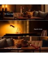 Oppladbar 3-i-1 LED-lampe - Magnetisk, rød, dimbar, inkl. fot og 2 stk. monteringsbraketter